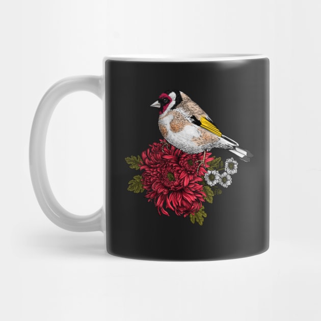 Goldfinch on chrysanthemum bouquet by katerinamk